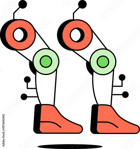 Robotic legs technology artificial intelligence humanoid bionic hardware cybernetic machine part vector illustration