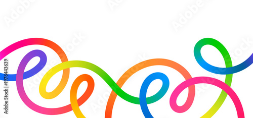 Gradient Color Line Waves Pattern. Abstract Vector Swirl Lines in Bright Rainbow Colors. Dynamic Background Design with Flowing Ribbons with Gradation.
