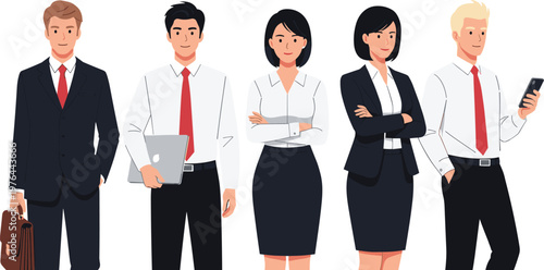 Business people characters set with professional office workers men and women corporate team vector illustration