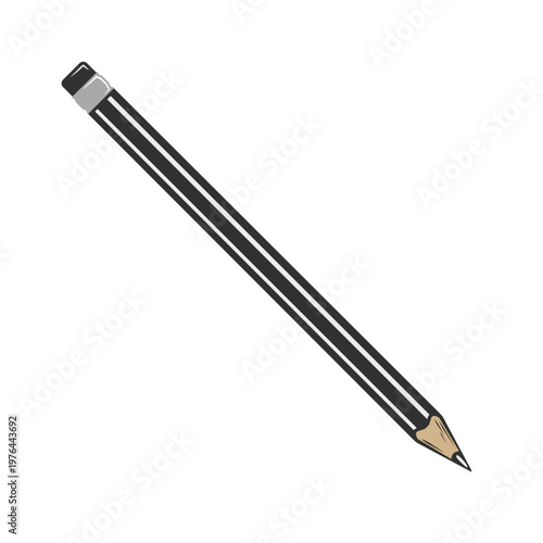 graphite pencil with eraser icon without background