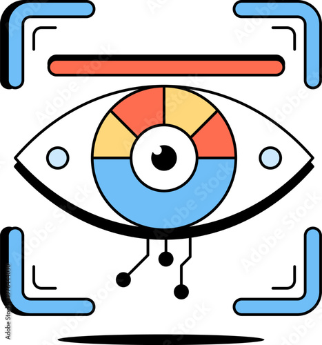 Digital eye scanner biometric iris recognition for artificial intelligence security systems vector illustration