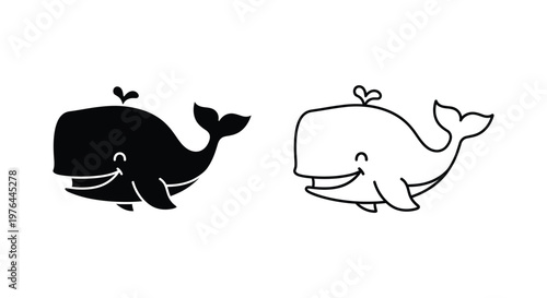 Whale Designs Whimsical Cartoon Whales Art Vector