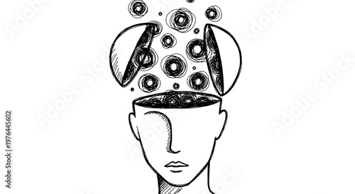 A person's head with creative thoughts.