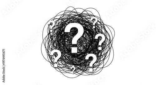 Confusion and uncertainty concept with question marks.