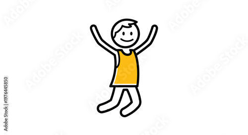 A simple stick figure jumping up happily.