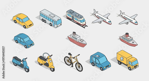 Collection of toy vehicles and bicycles.