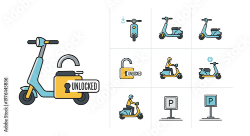 Electric scooter with unloaded padlock.