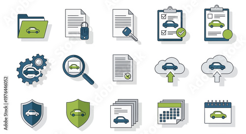 Cloud computing security icons set.