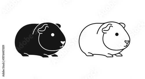 Cute Guinea Pig Cartoon Simple Designs Vector