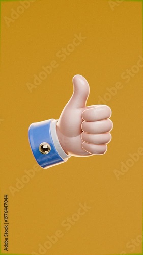 animated thumbs up icon on orange background