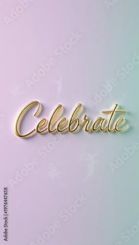 Golden Celebrate Text on Pastel Gradient