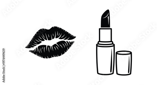 A black and white image of lips and lipstick a striking silhouette