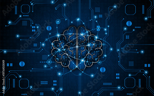 Circuit board of computer neural network or electronic artificial intelligence. Brain circuit technology. modern technology innovation concept background