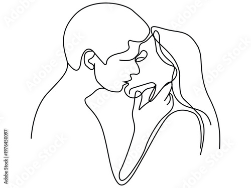 Continuous Line Drawing of a Kissing Couple