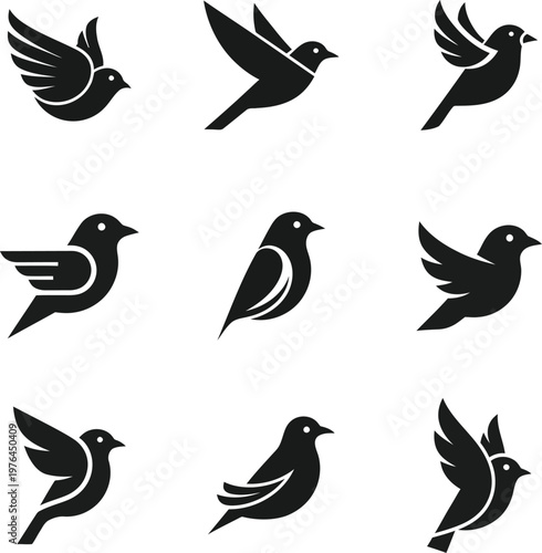 A collection of bird logo marks