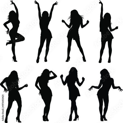 A collection of female dancer silhouettes