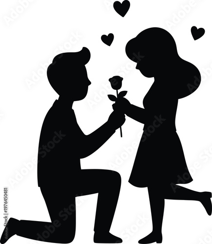 A romantic silhouette of a valentines day couple