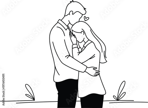 A romantic silhouette of a valentines day couple