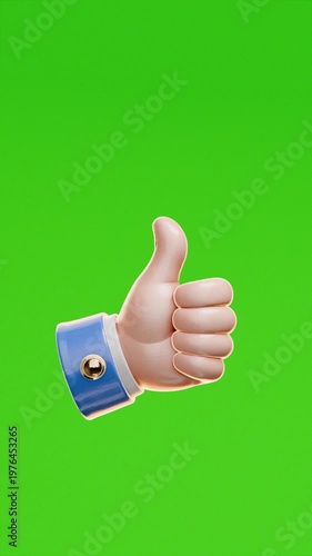 animated thumbs up icon on green screen background