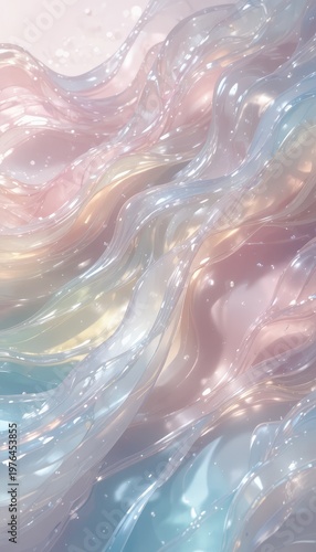 Abstract cosmetic gel texture with soft highlights and copy space