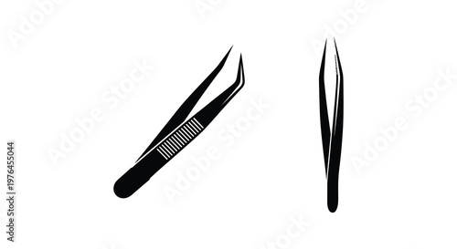 Black tweezers displayed in a minimalist graphic silhouette