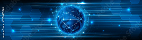 Global connection network background. World map. High-speed internet technology concept or fast wireless data transmission. modern internet network connection technology background