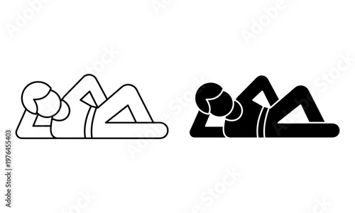 daily activities icon outline and glyph of a person exercising