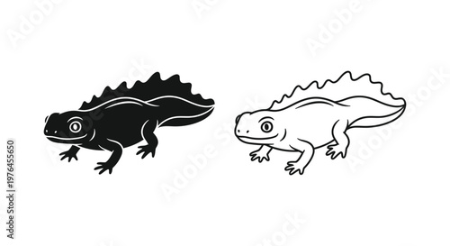 Cute Axolotl vs Salamander Unique Amphibian Sketches Vector