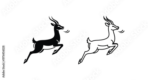Antelope Running Silhouettes Design Vector Art Vector