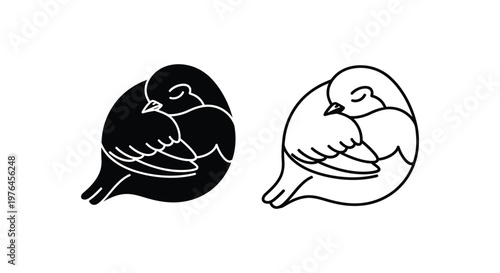 YinYangBirds Harmony Balance Symbol Design Vector