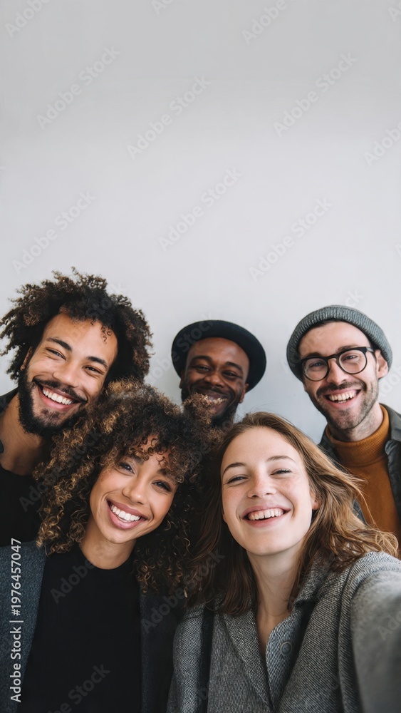Fototapeta premium Happy Diverse Friends Smiling Together
