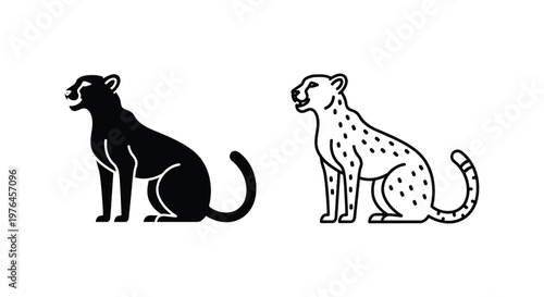 Black and Spotted Big Cat Comparison Guide Vector