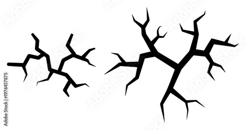 Ground cracks and jagged lightning bolt shapes in minimalist line art style