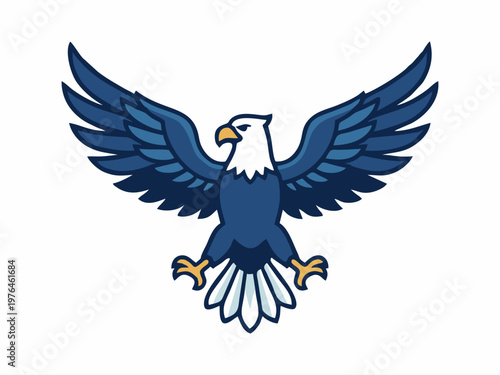 Bald eagle mascot logo illustration with open wings and claws