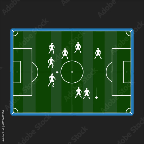 Soccer Field With Players Strategizing A Game Plan