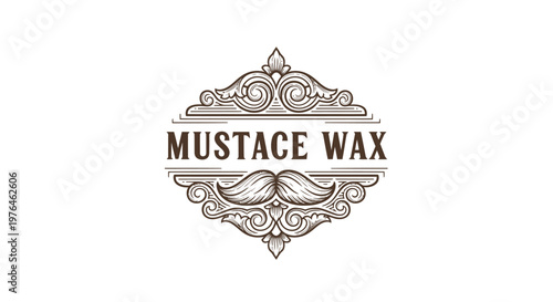 Vintage Mustace Wax Logo with Ornate Frame and Moustache