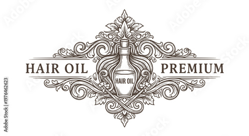 Vintage Hair Oil Premium Logo Emblem