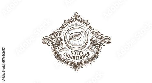 Vintage Engraved Emblem with Leaf and "Solid Conditioner" Text