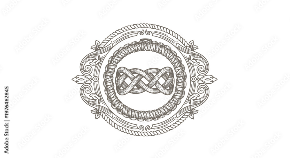 Obraz premium Vintage Engraved Celtic Knot Emblem with Ornate Frame