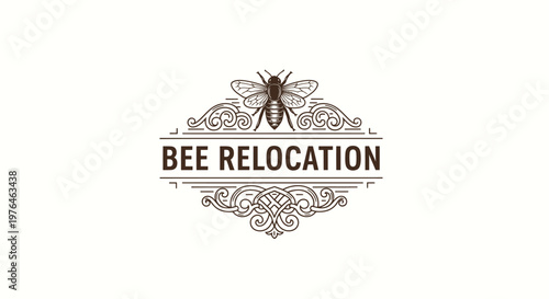 Vintage Engraved Bee Relocation Logo Emblem