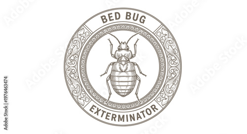 Vintage Bed Bug Exterminator Emblem with Insect Illustration