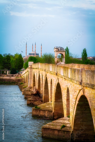 Edirne, one of the former capitals of the Ottoman Empire, with its four-minaret Selimiye Mosque, bridges and other mosques, photographed in the light of sunrise and sunset.