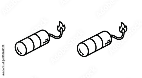 Two dynamite sticks with burning wicks a striking black silhouette