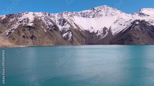 Andes mountain range and volcano valley in Santiago Chile