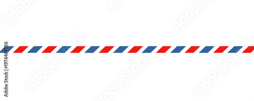 Airmail envelope frame with blue and red stripes on white background. International vintage letter border. Retro air mail postcard.