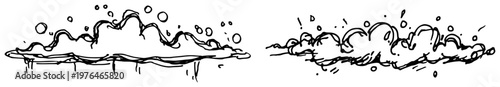 Fluffy clouds or smoke puffs for weather and nature designs in hand drawn sketch style
