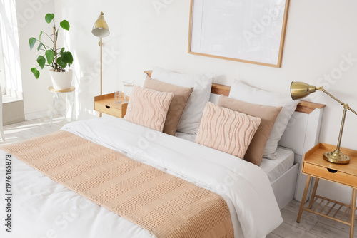 Interior of hotel room with...