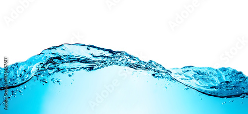 PNG image of a blue wave with bubbles, close-up, background, texture, isolated on top. Transparent background, large photo, high resolution, large size, template, pattern