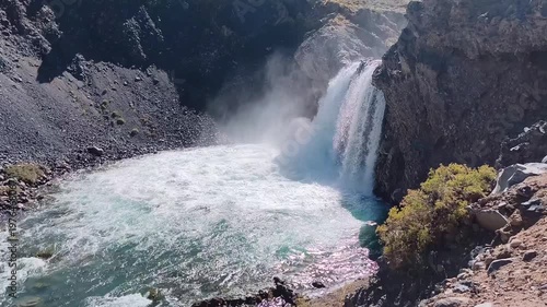 Andes mountain range and volcano valley in Santiago Chile
