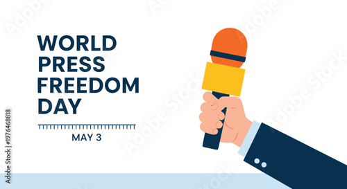 World press freedom day illustration a hand holding a microphone